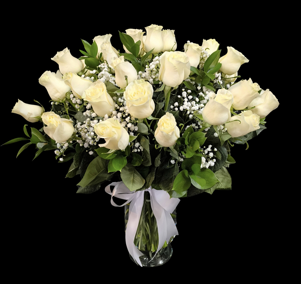 Florero de 30 rosas blancas 1