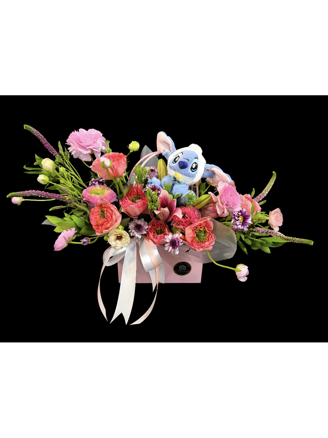 Cartera en tono rosado con llavero de Stitch  1