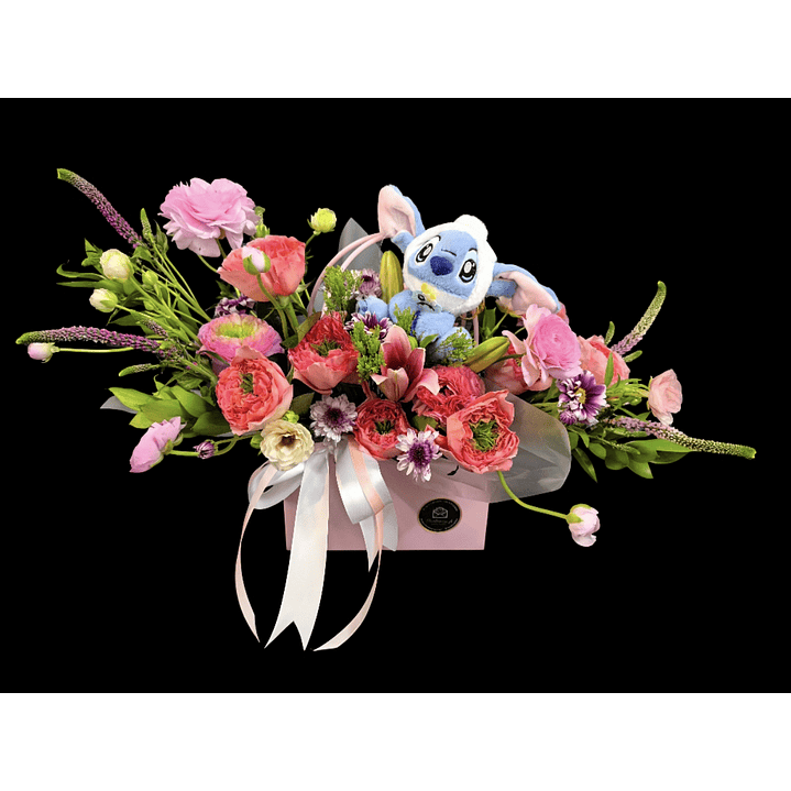 Cartera en tono rosado con llavero de Stitch  1