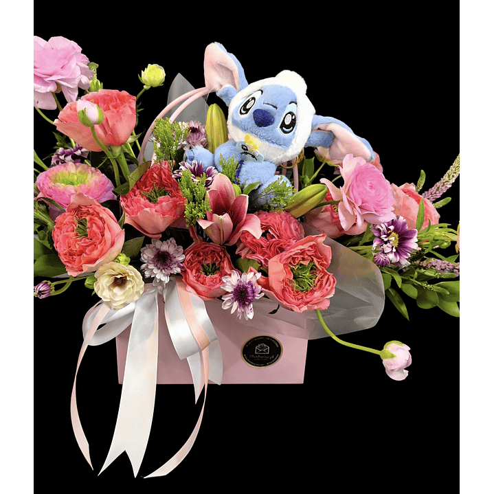 Cartera en tono rosado con llavero de Stitch  2