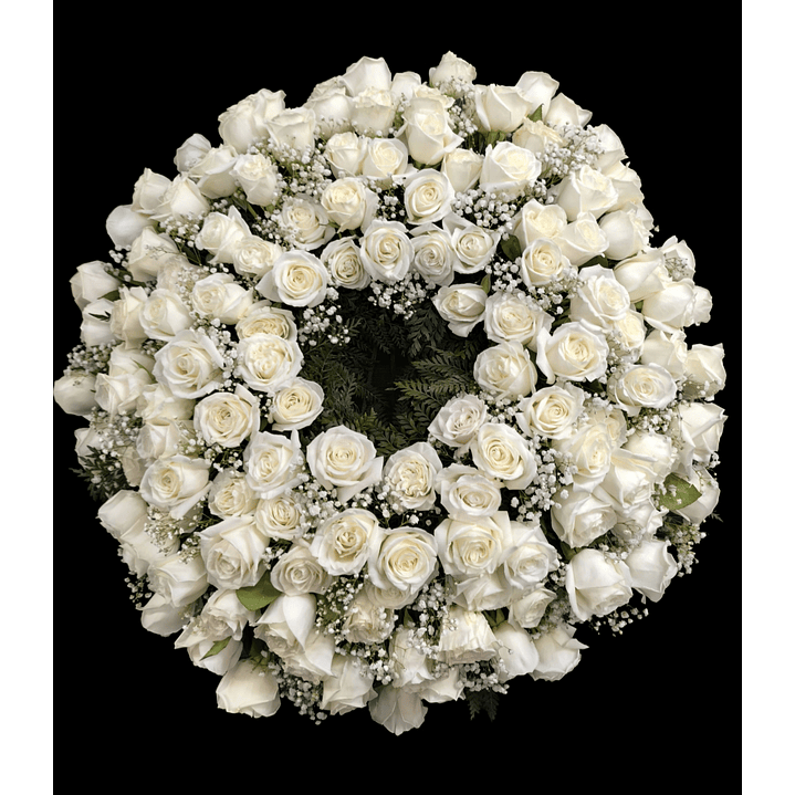 Corona de condolencias 100 rosas blancas  1