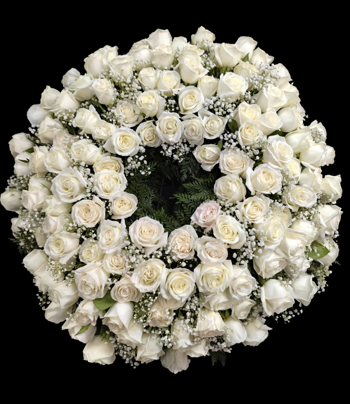 Corona de condolencias 100 rosas blancas  1