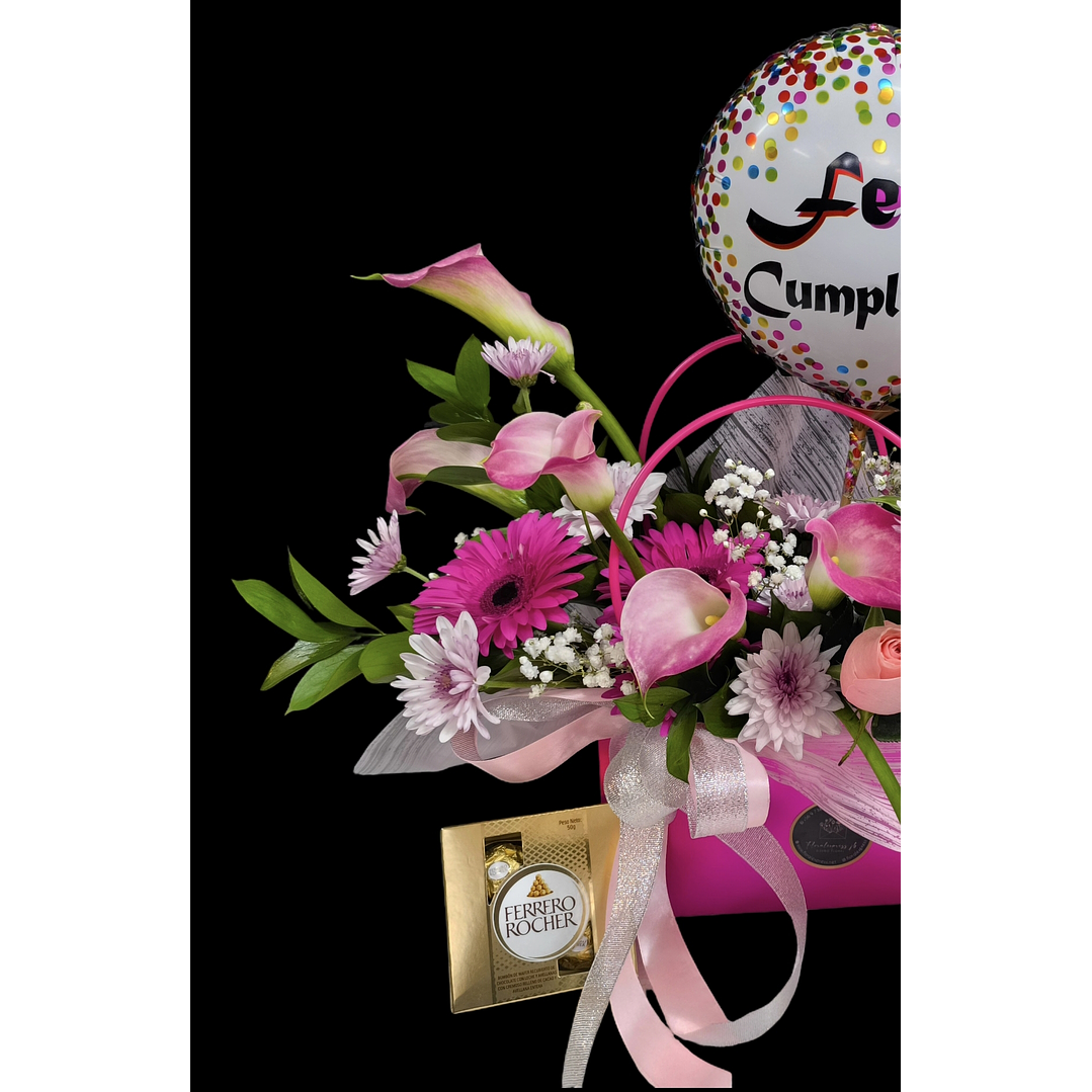 Cartera de calas rosadas bombones y globo 2