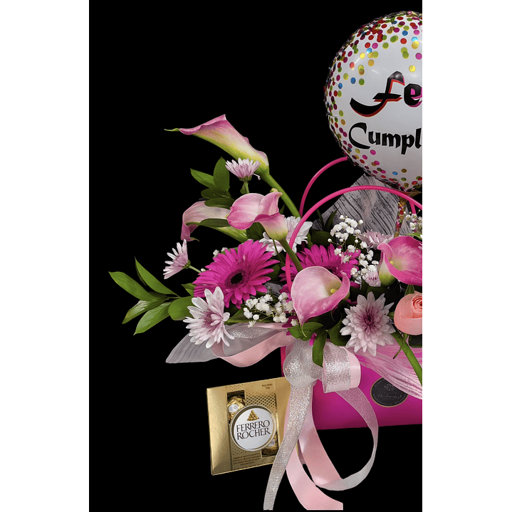 Cartera de calas rosadas bombones y globo 2