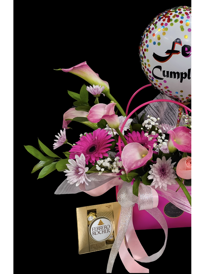 Cartera de calas rosadas bombones y globo 2