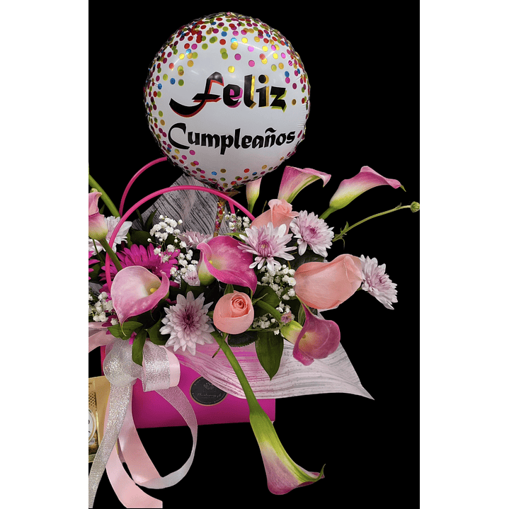 Cartera de calas rosadas bombones y globo 3