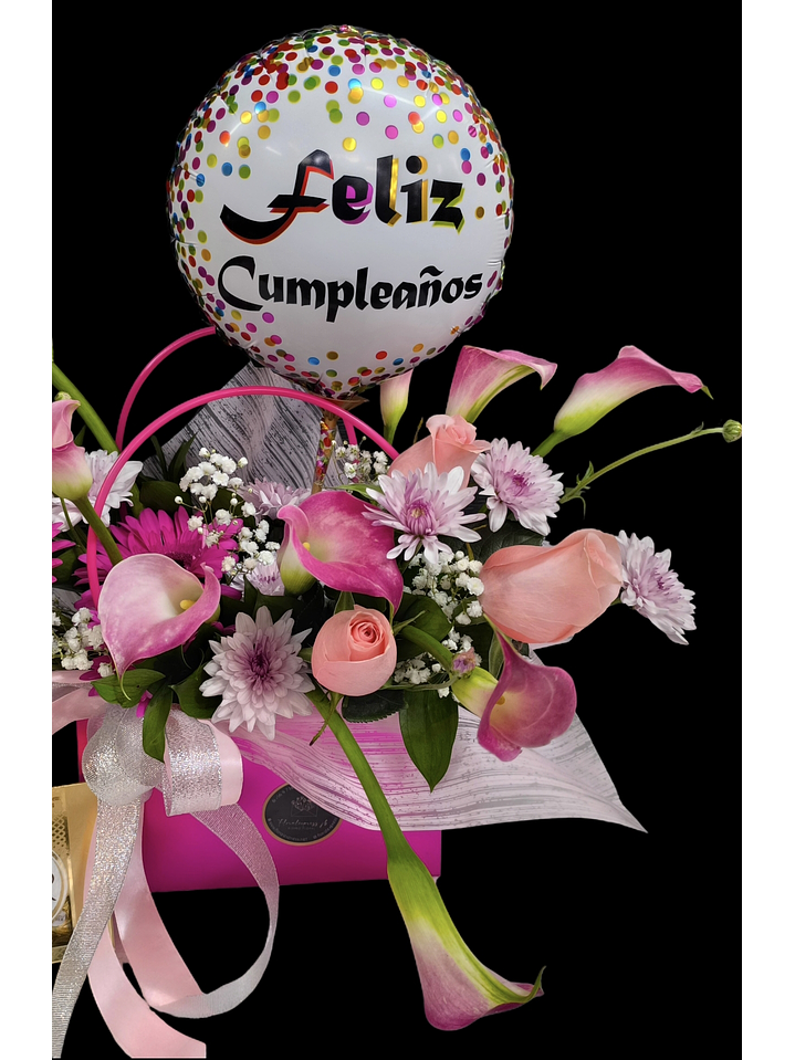 Cartera de calas rosadas bombones y globo 3