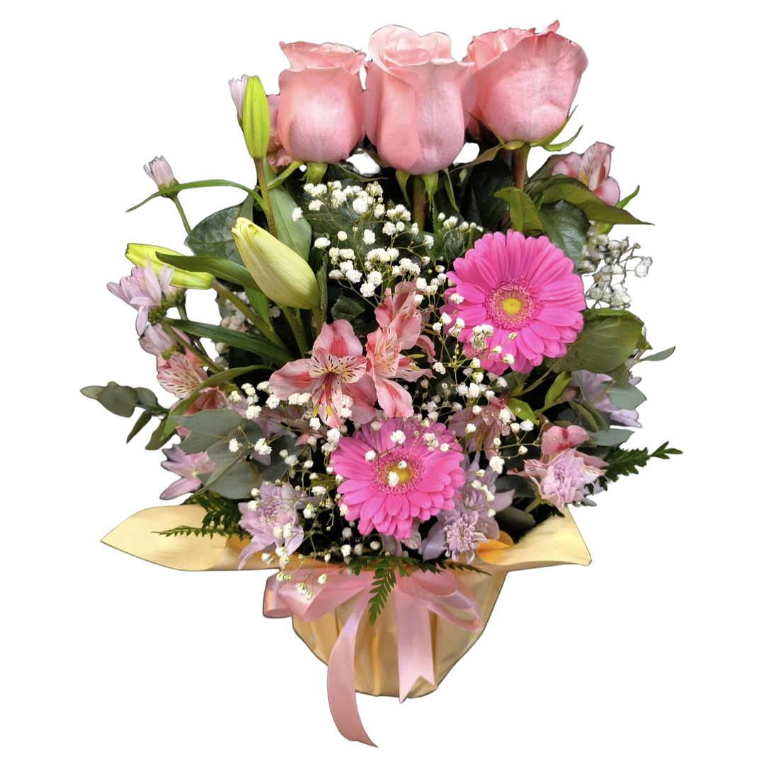 Maceta de 9 rosas rosadas  1