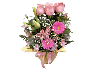 Maceta de 9 rosas rosadas 