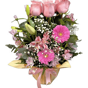 Maceta de 9 rosas rosadas 