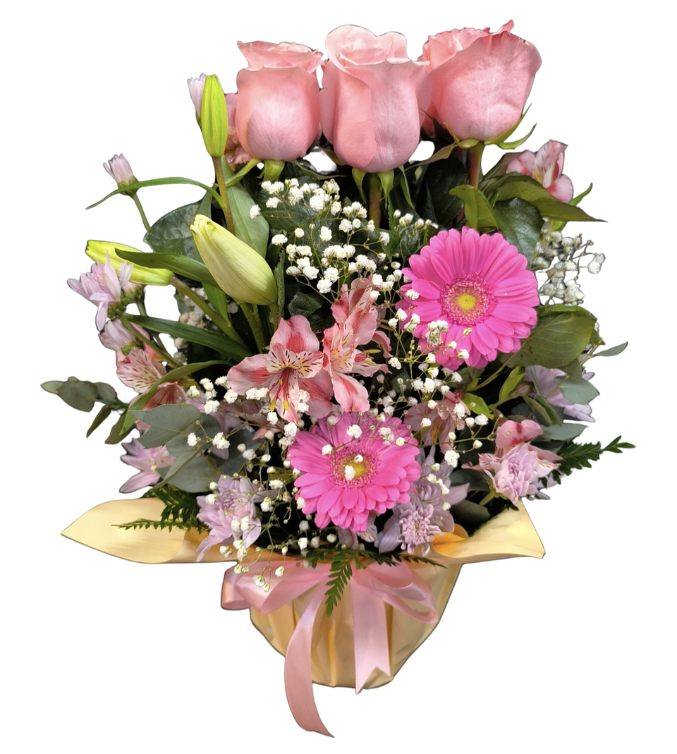 Maceta de 9 rosas rosadas  1