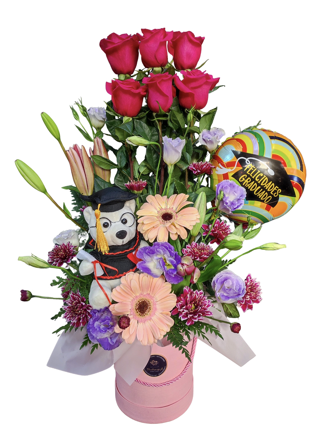 Box paralelo de rosas, oso y globo  1