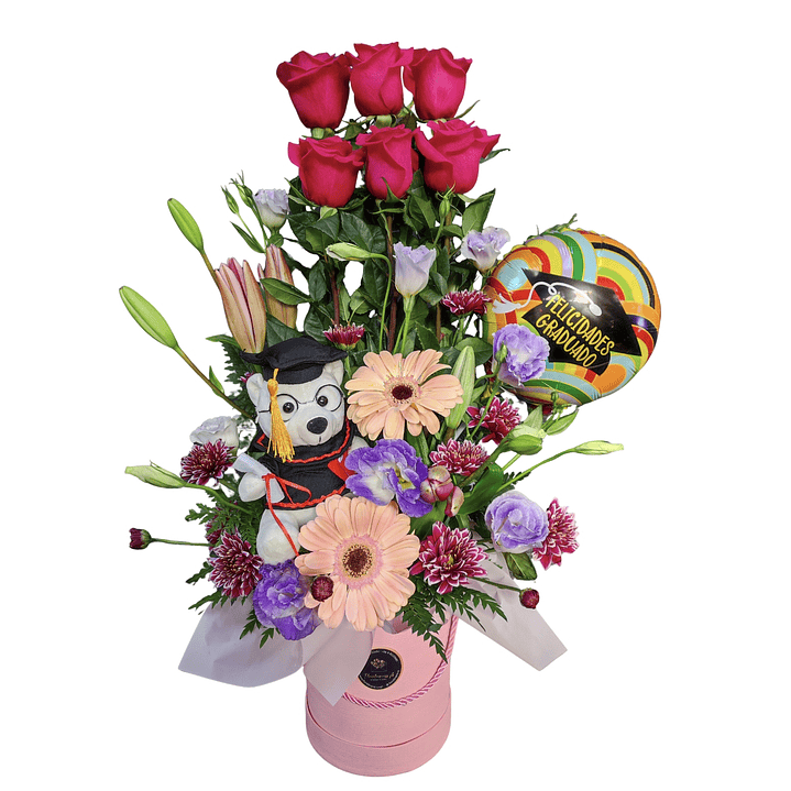 Box paralelo de rosas, oso y globo  1