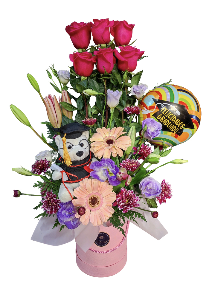 Box paralelo de rosas, oso y globo  1