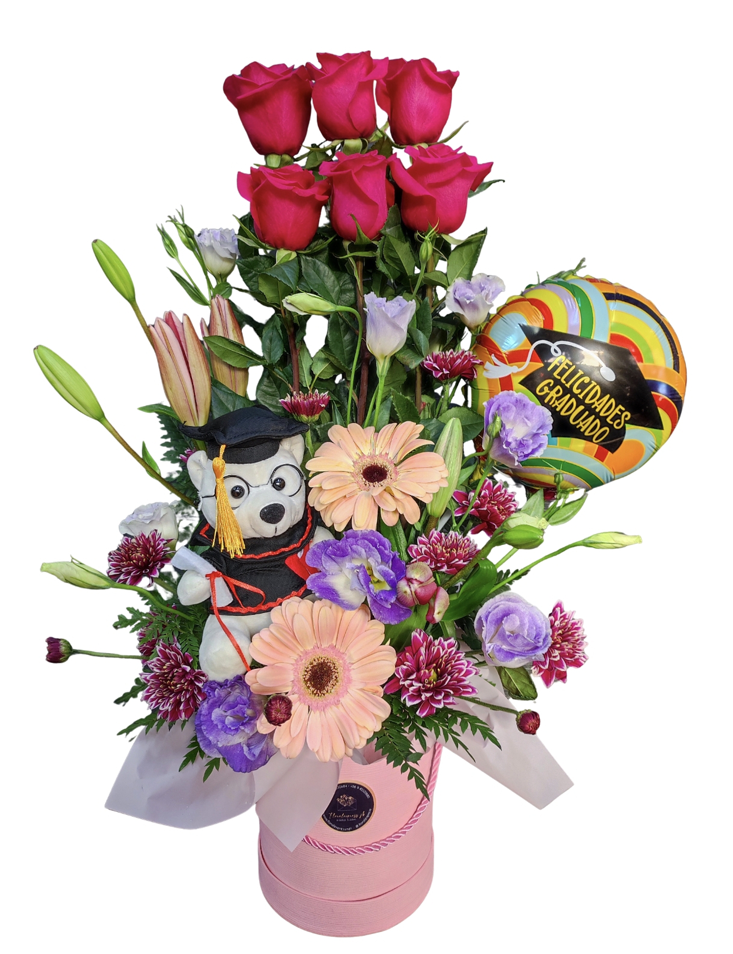 Box paralelo de rosas, oso y globo  1