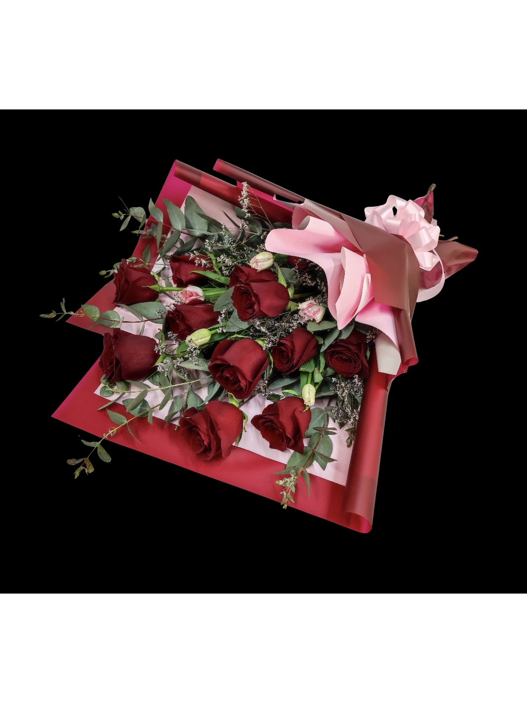 Ramo de rosas rojas y tulipanes  1