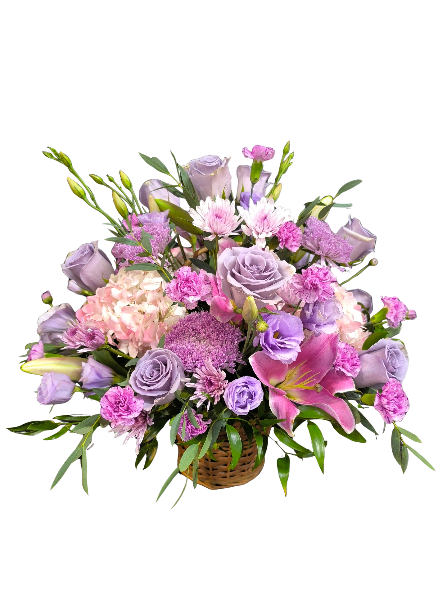 Canasta de flores lilas de Aniversario  1