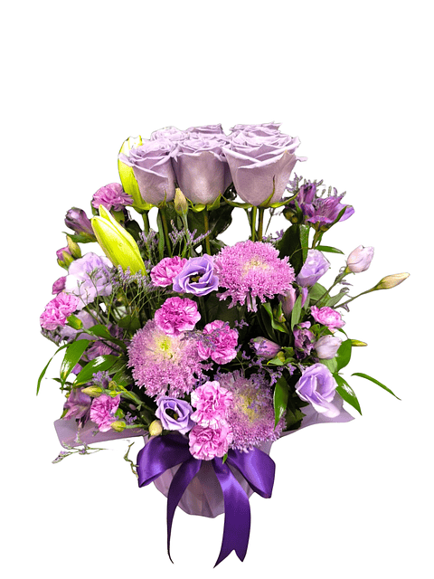 Maceta de rosas lilas Encanto de amor 