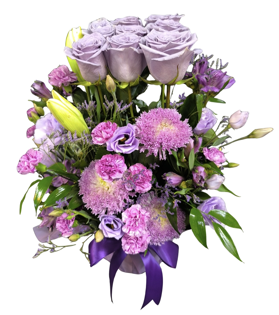 Maceta de rosas lilas Encanto de amor  2