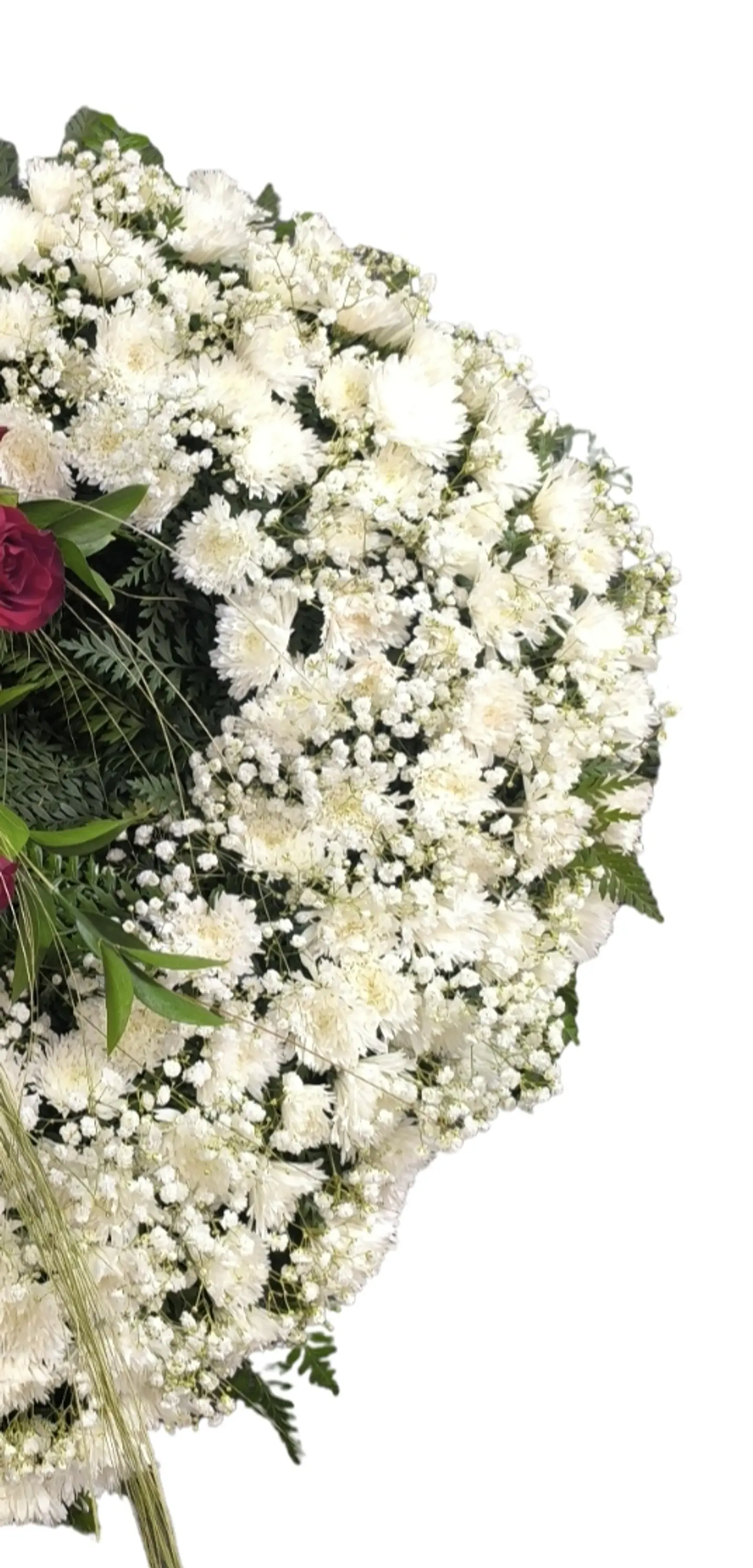 Corazón de condolencias con aplicado de rosas rojas  3