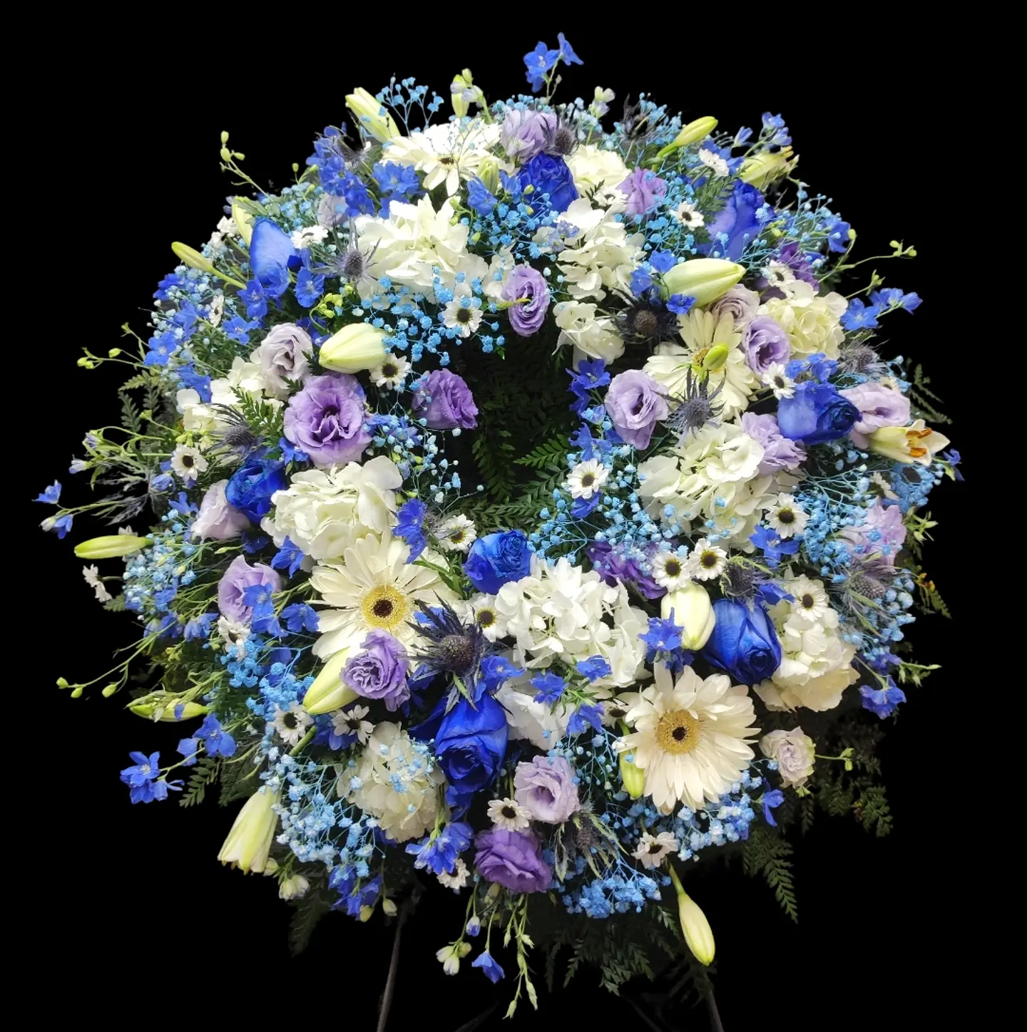 Corona de condolencias azul 3