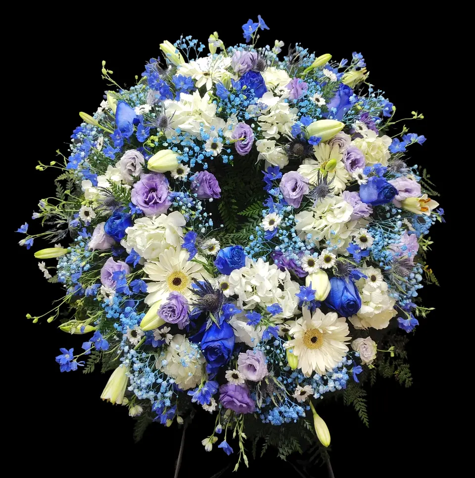 Corona de condolencias azul 3