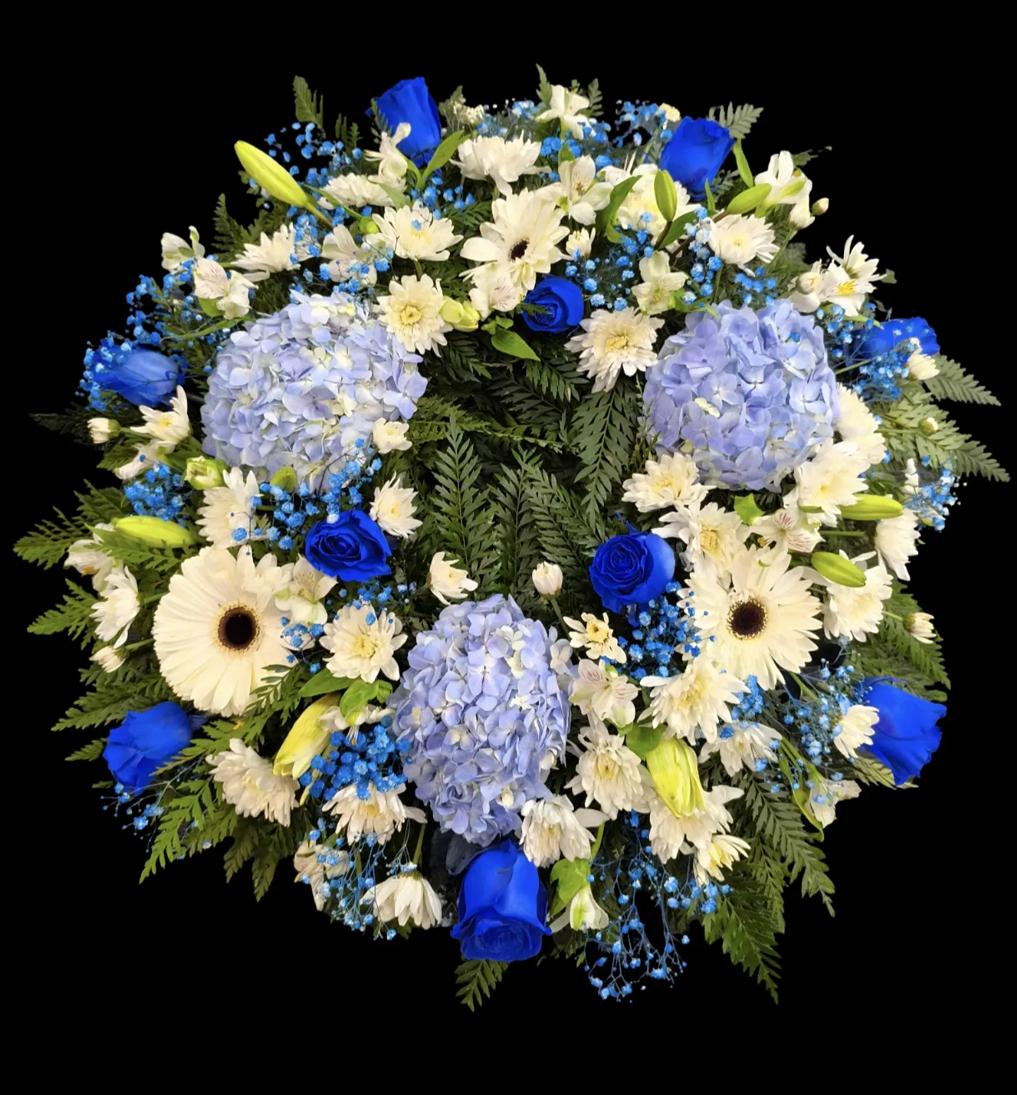 Corona de condolencias azul 2