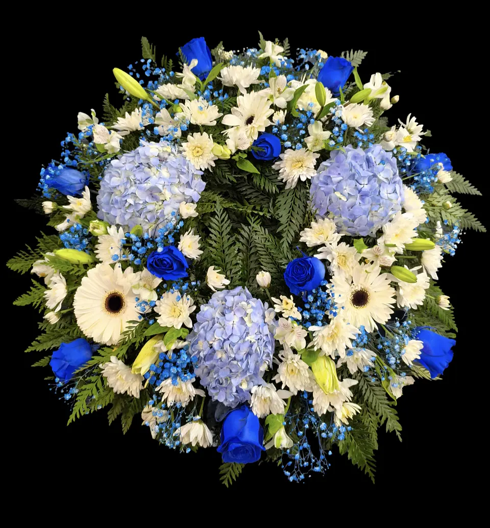 Corona de condolencias azul 2