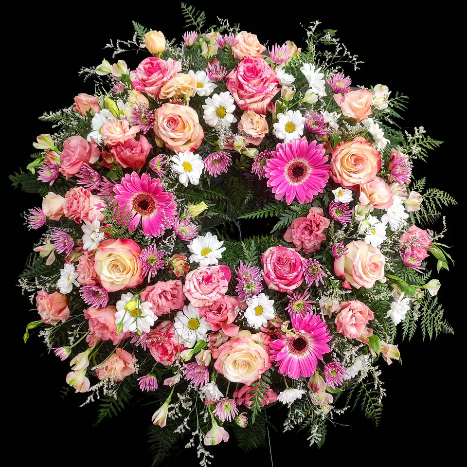 Corona de condolencia rosada 2