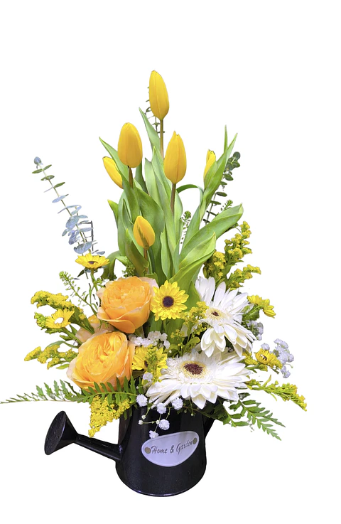 Regadera de tulipanes amarillos 
