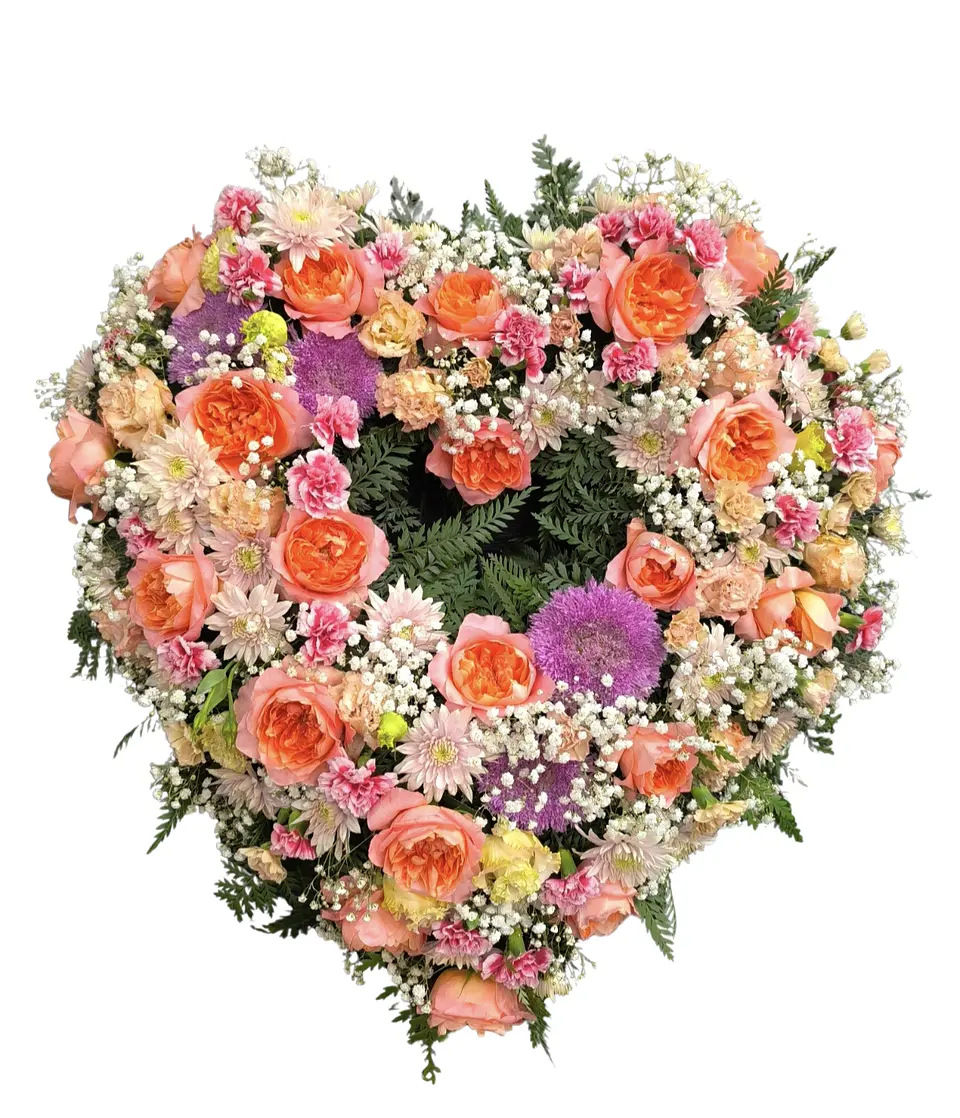 Corazón de flores mixtas pastel  1