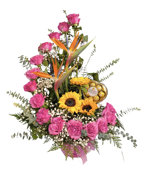 Caracol de rosas y bombones 