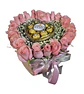 Box corazón de rosas, bombones y peluche rosado - Miniatura 3