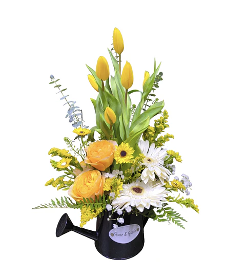 Regadera de tulipanes amarillos 