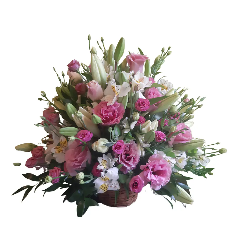 Cesta de liliums y lisianthus  1