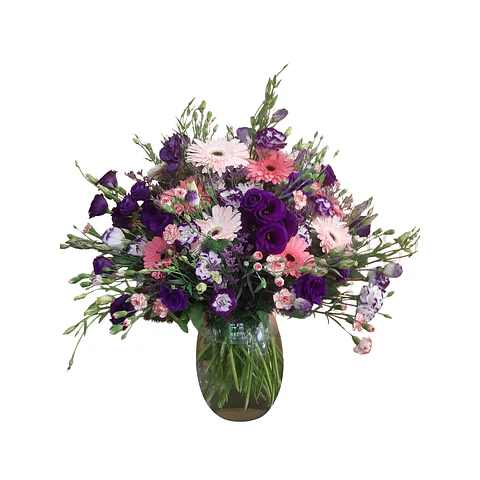 Gran florero de lisianthus, gerberas y dianthus