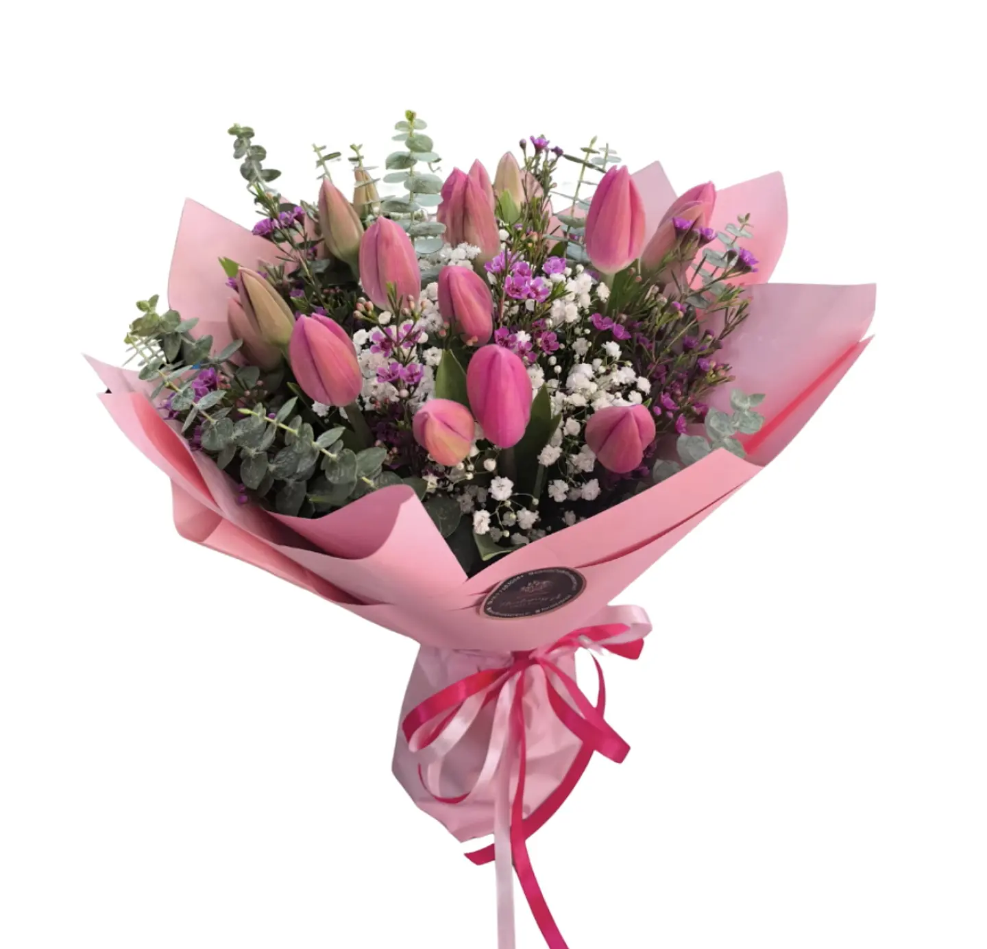 Ramo de 20 tulipanes rosados  1