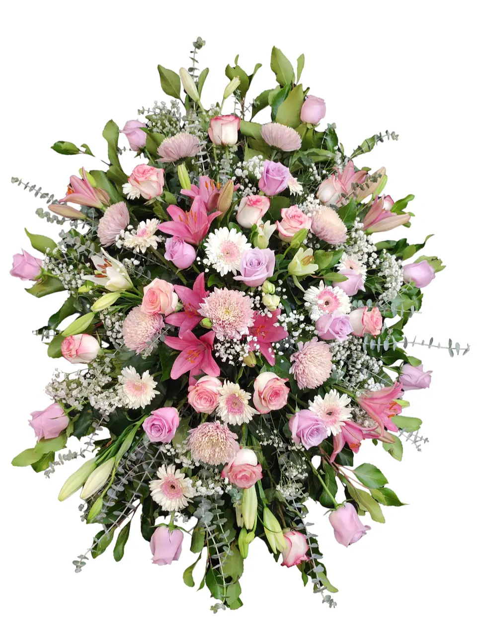 Gran medallón rosado de condolencias en atril 1