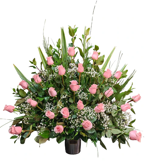 Gran arrimo de rosas rosadas 