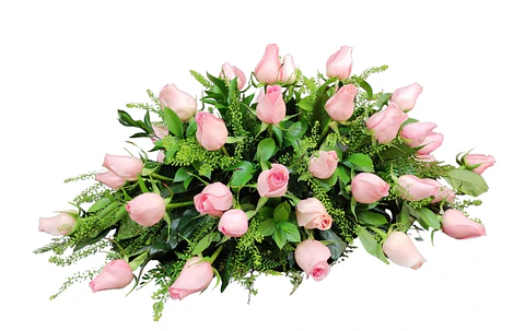 Cubre urnas de condolencias en rosas rosadas 