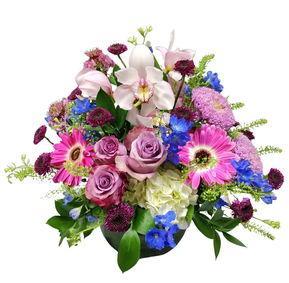 Pecera de flores mixtas y orquídeas  1