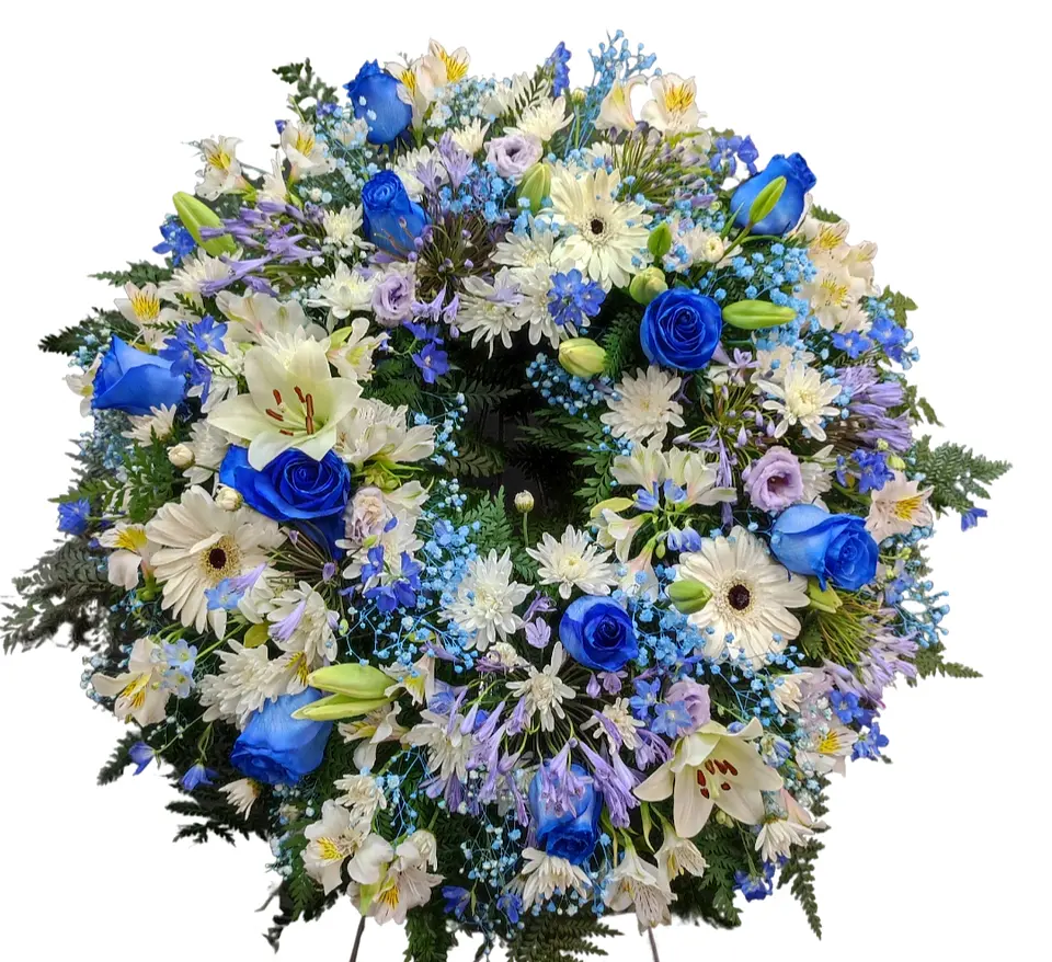 Corona mixta azul en atril 1