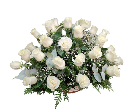 Cesta de rosas blancas Premium