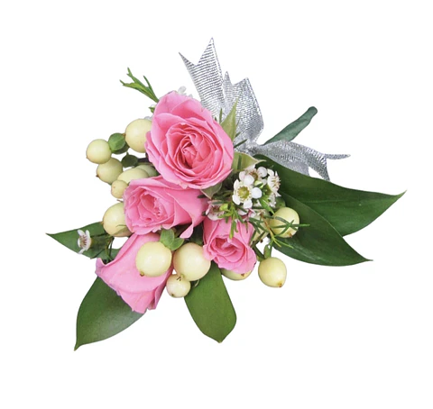 Boutonniere de mini rosas rosadas
