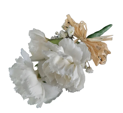 Boutonniere de dianthus blancos 