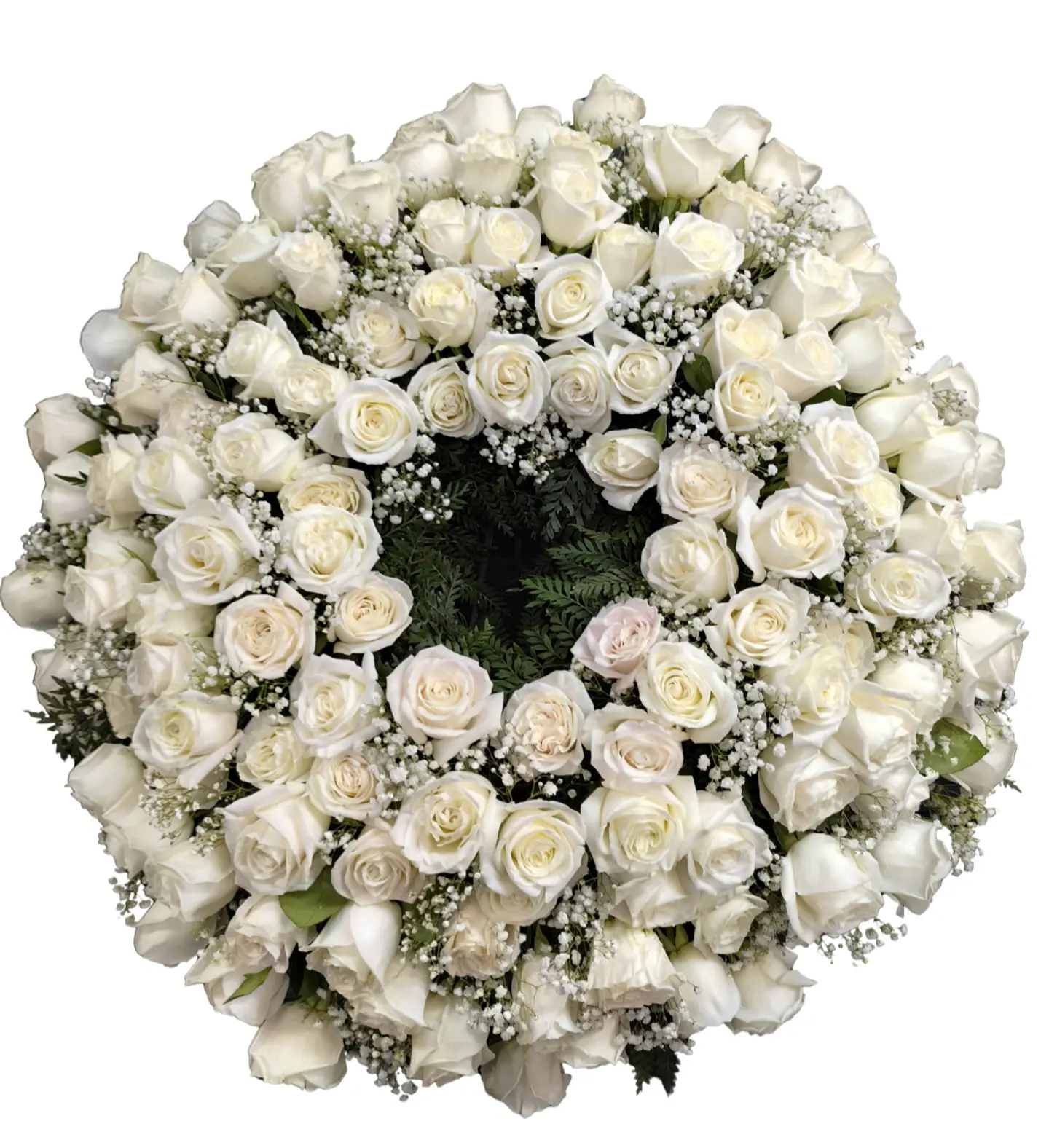 Corona de condolencias 100 rosas blancas  1