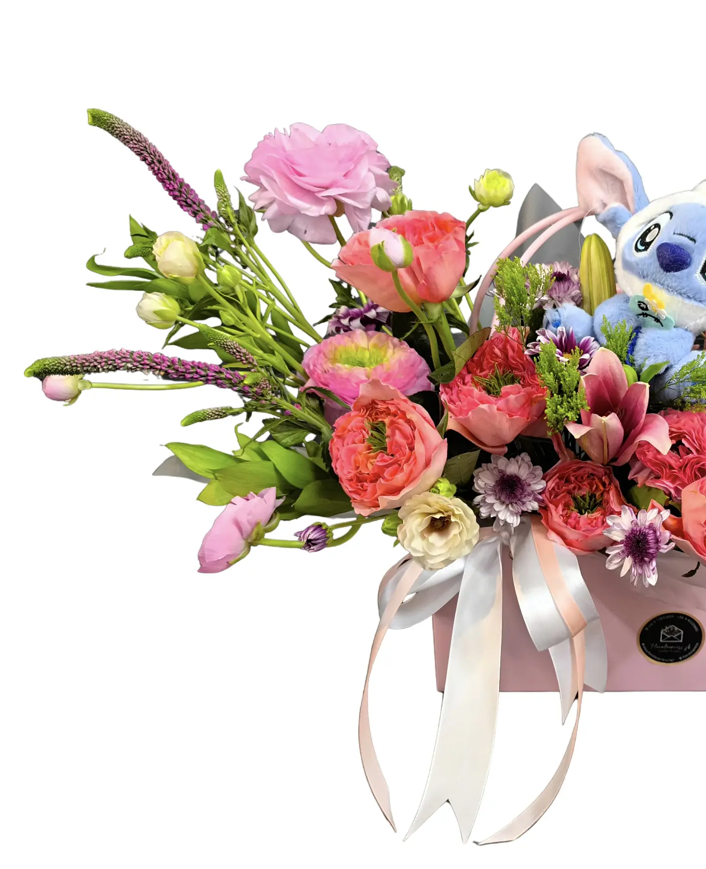 Cartera en tono rosado con llavero de Stitch  2