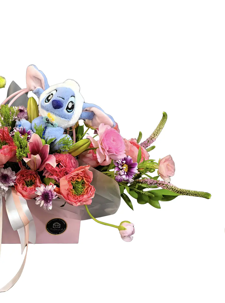 Cartera en tono rosado con llavero de Stitch  3