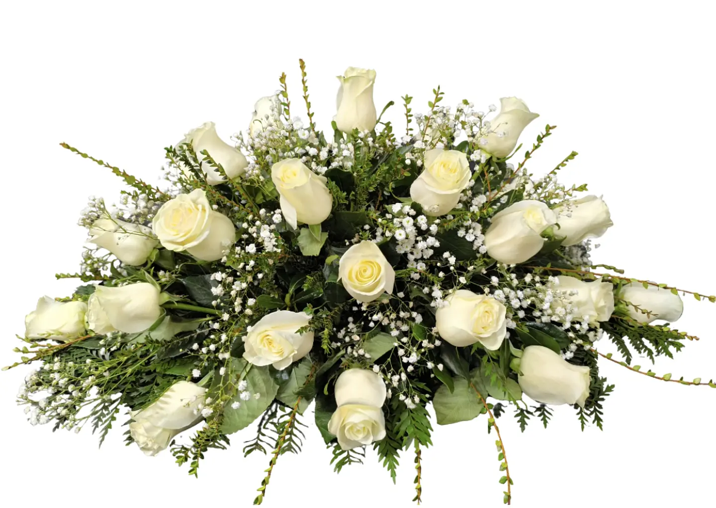 Cubre urna de 25 rosas blancas  1