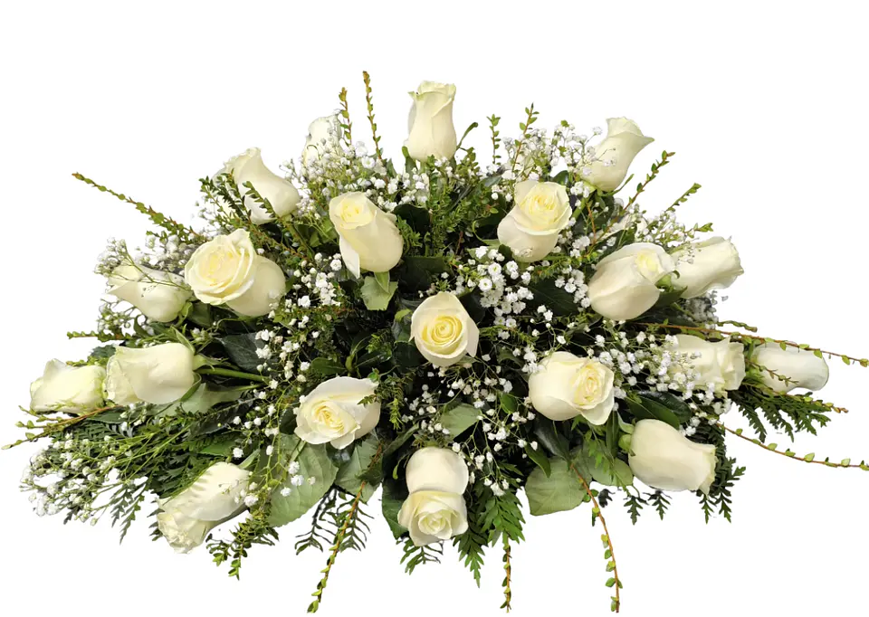 Cubre urna de 25 rosas blancas  1